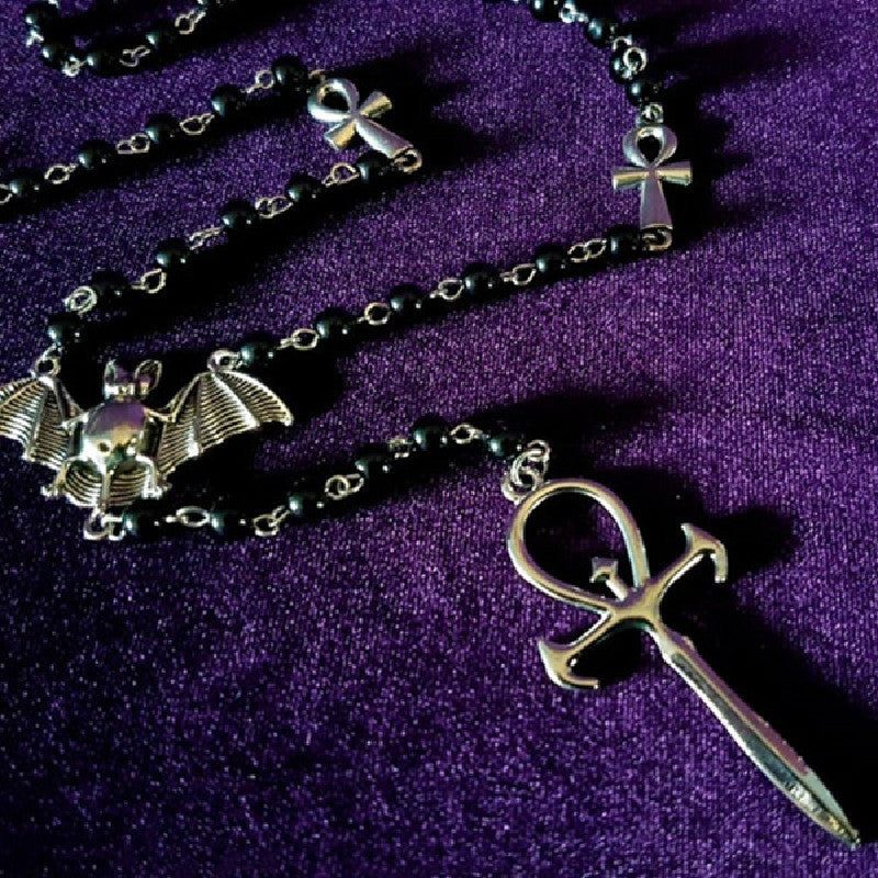 Wholesale Goth Theme Cross Alloy Ball Necklaces